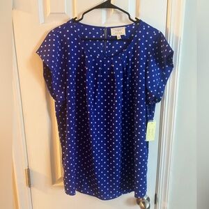 Talbots Blue Cap Sleeve Boxy Blouse